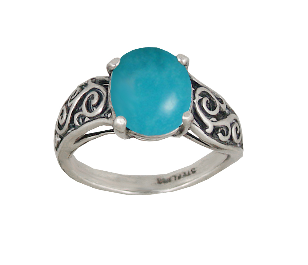 Sterling Silver Filigree Ring With Turquoise Size 9